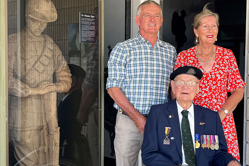 Veteran with QLD governor, receiving the Order of Australia Medal